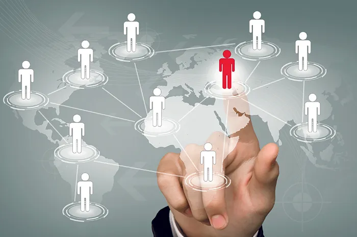 Hand pick red man of Social Network